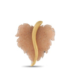 18K Yellow Gold Druzy Quartz Leaf Brooch