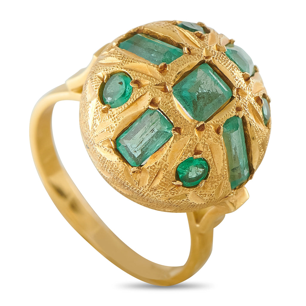 18K Yellow Gold 1.30ct Emerald Ring