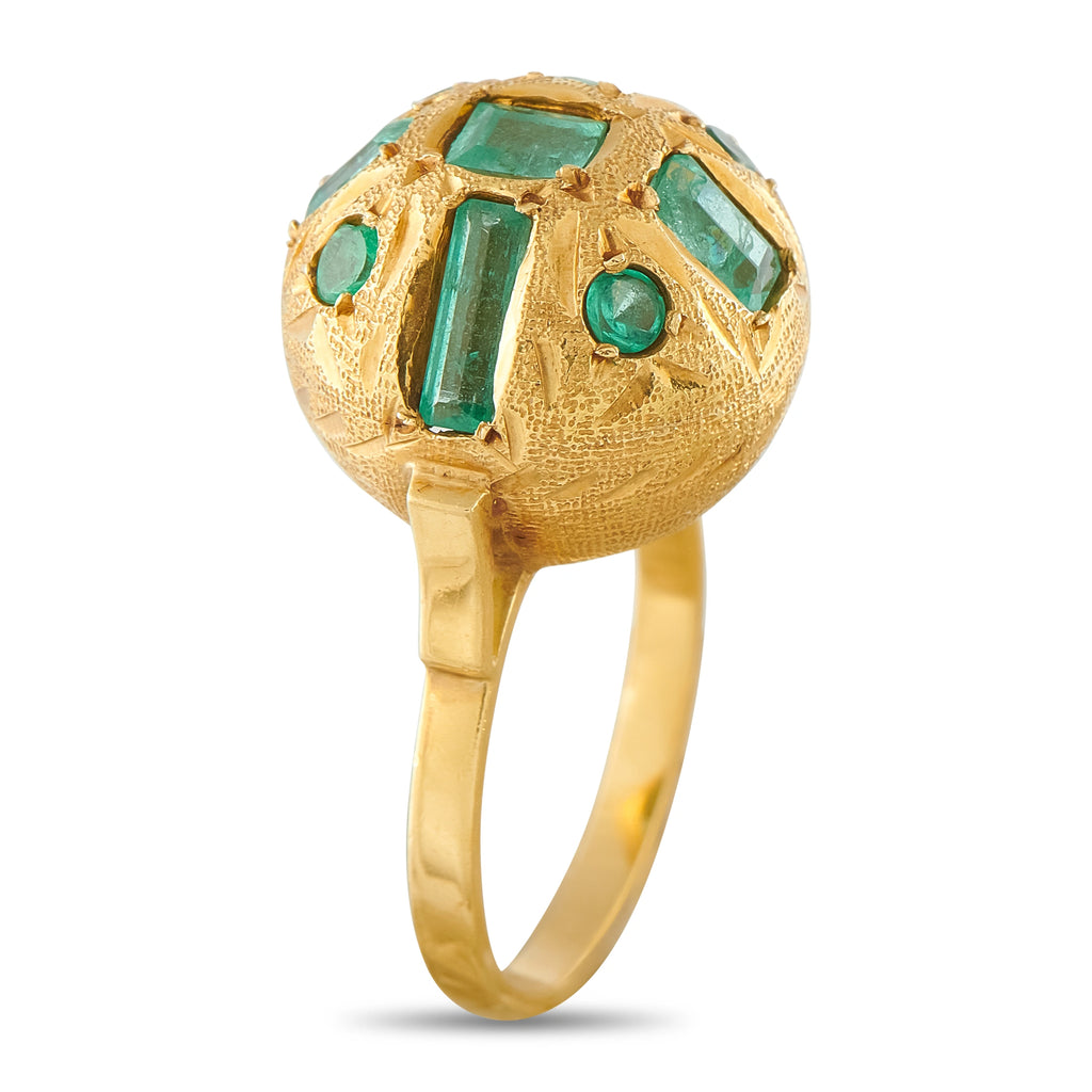 18K Yellow Gold 1.30ct Emerald Ring