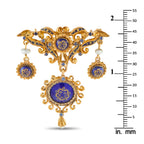 Antique 18K Yellow Gold Pearl and Enamel Brooch