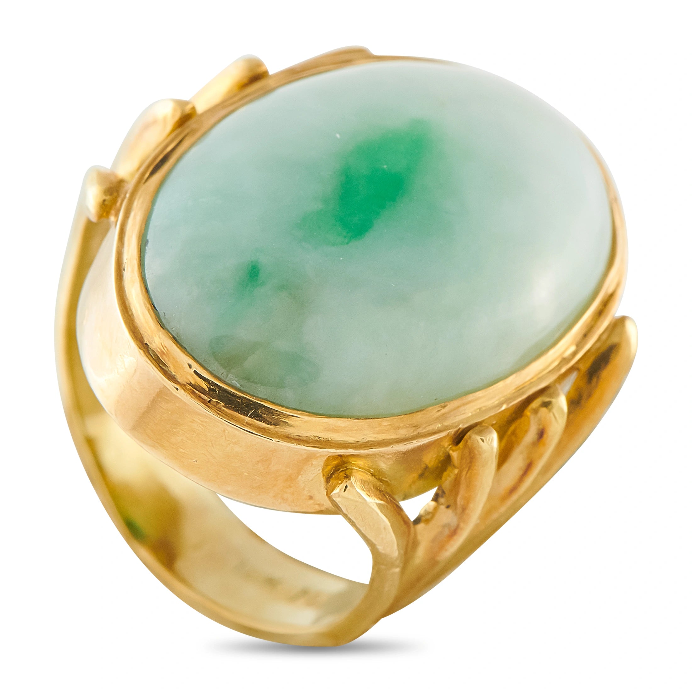 Vintage 18K Yellow Gold Jade Ring