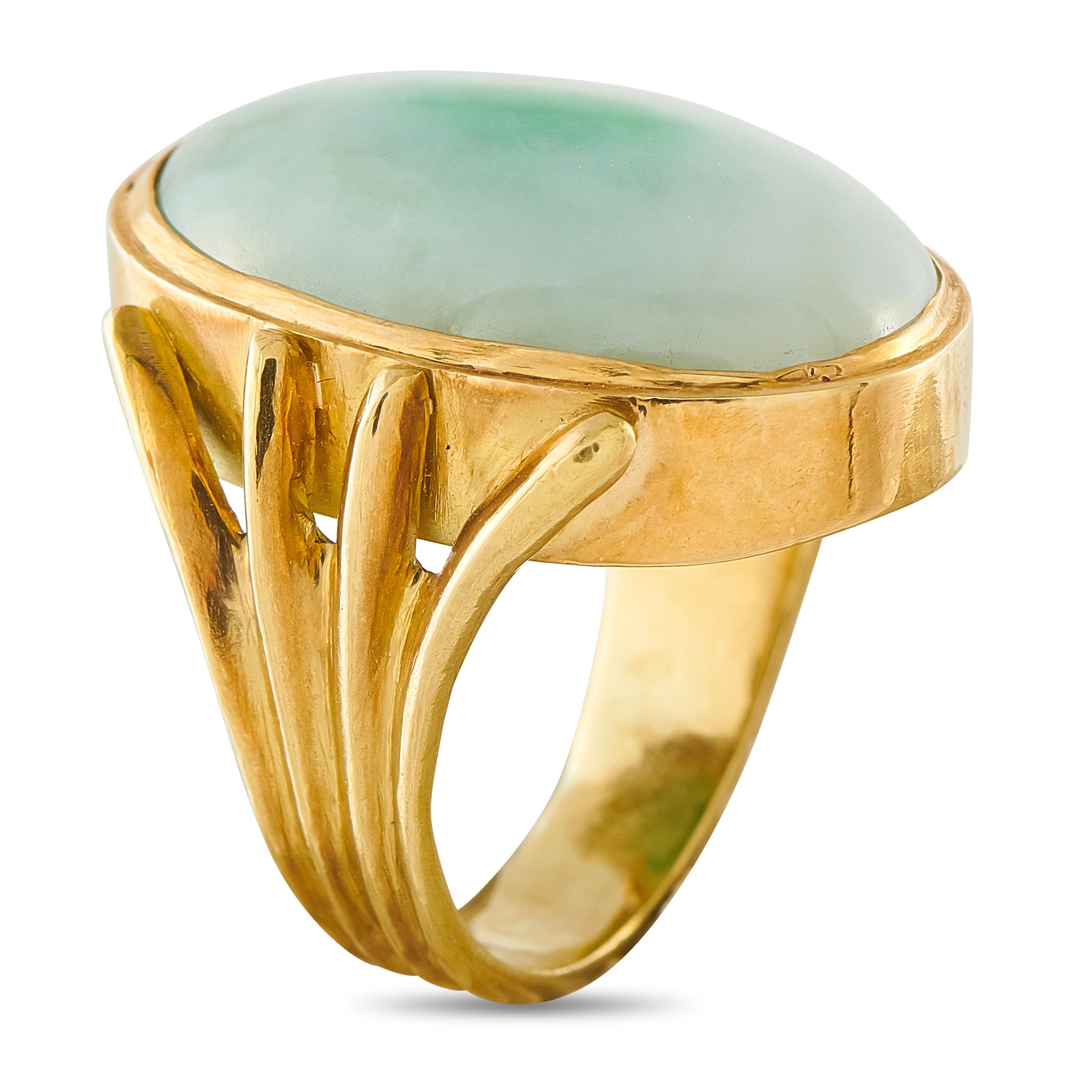 Vintage 18K Yellow Gold Jade Ring