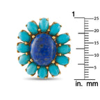 18K Yellow Gold Lapis and Turquoise Earrings