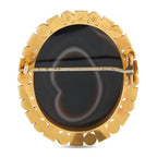 Antique 18K Yellow Gold Mudstone and Pearl Cameo Brooch