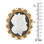 Antique 18K Yellow Gold Mudstone and Pearl Cameo Brooch