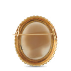 Antique 18K Yellow Gold Hardstone and Pearl Cameo Brooch