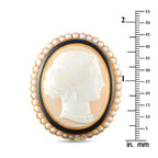 Antique 18K Yellow Gold Hardstone and Pearl Cameo Brooch