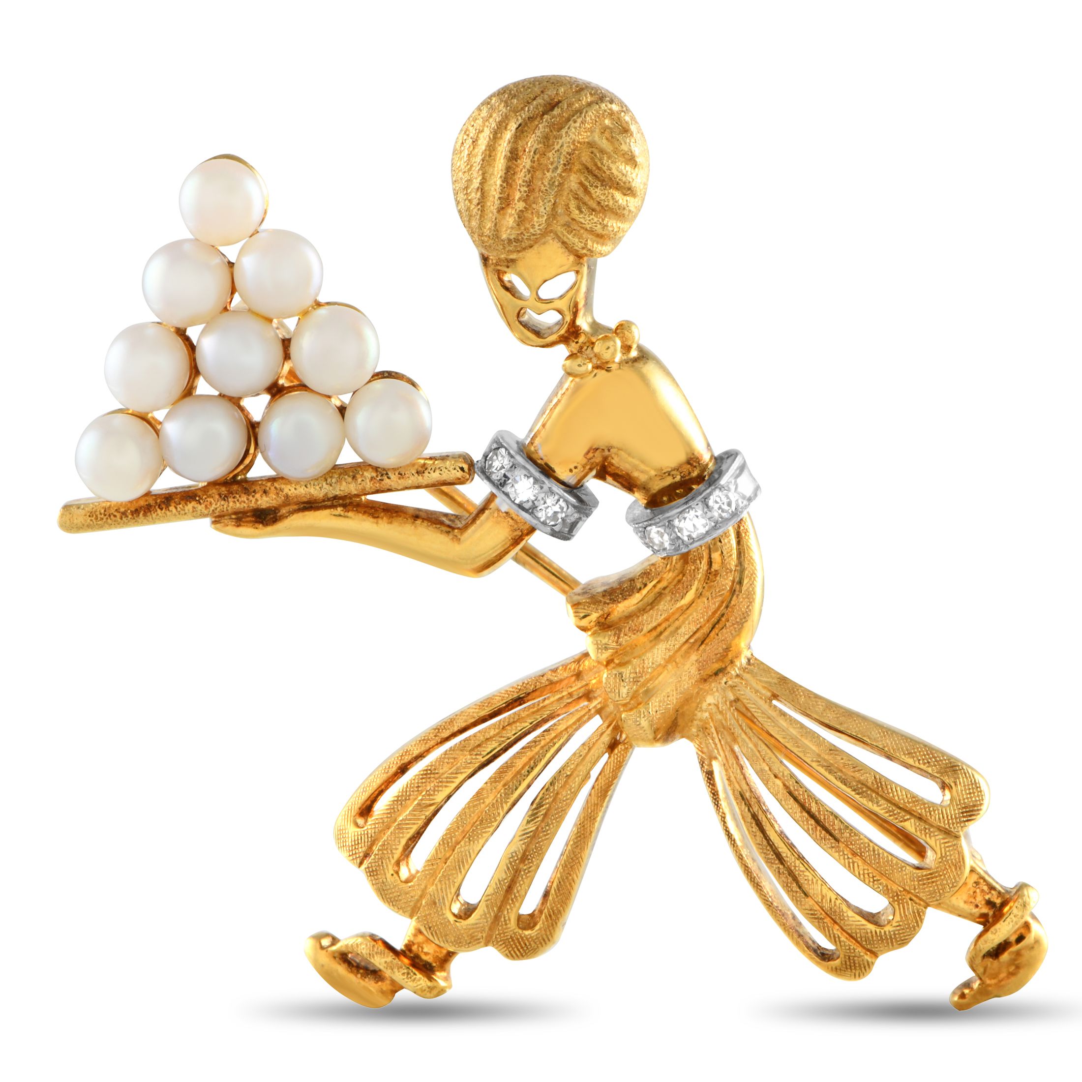 Exclusive 18K Yellow Gold Pearl Genie Brooch — Never underestimate the power of a brooch.