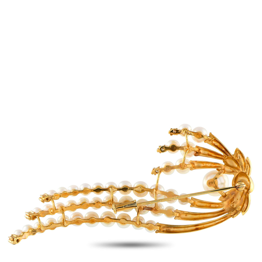 Exclusive 18K Yellow Gold Pearl Brooch