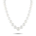 White pearl bead necklace with smooth round beads, full loop design
