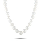 White pearl bead necklace with smooth round beads, full loop design
