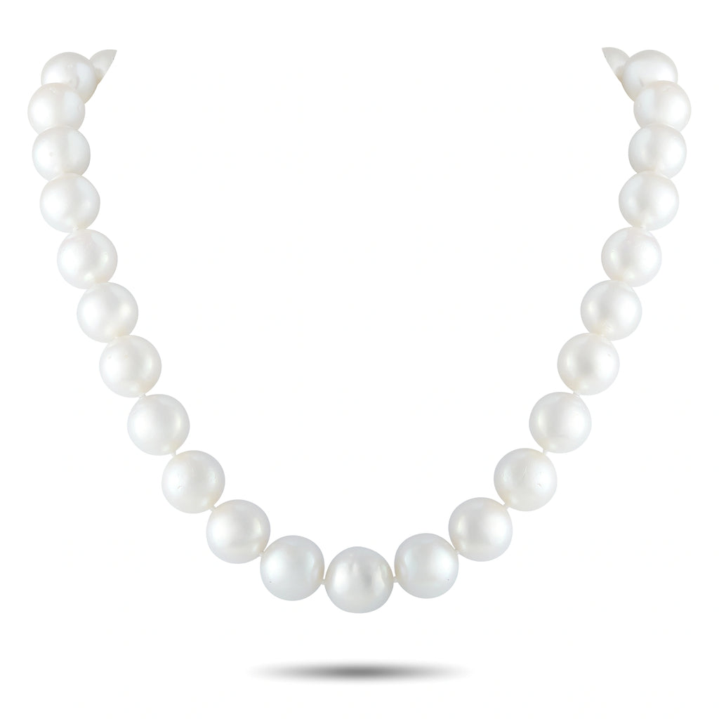 White pearl bead necklace with smooth, evenly sized pearls