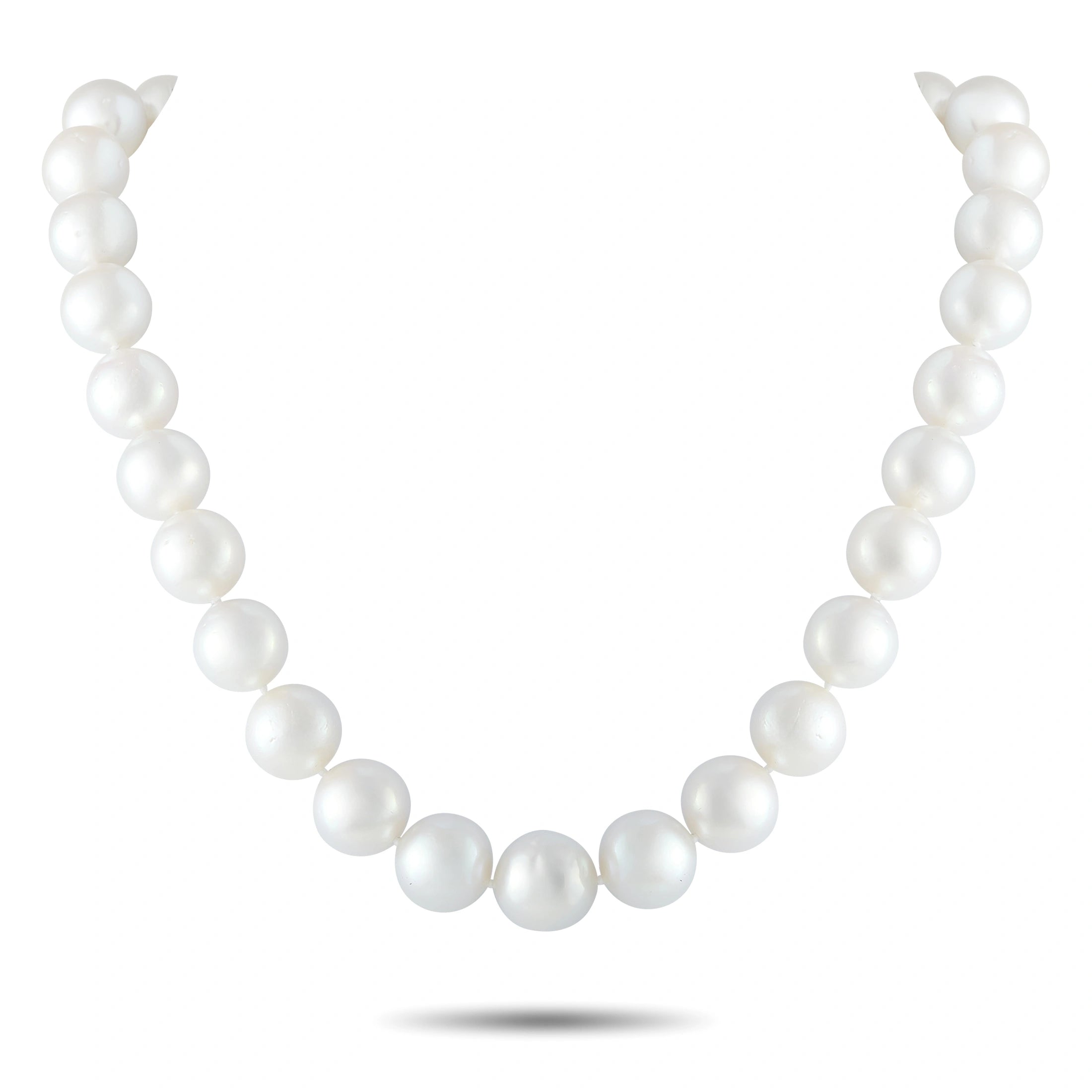 White pearl bead necklace with smooth, evenly sized pearls