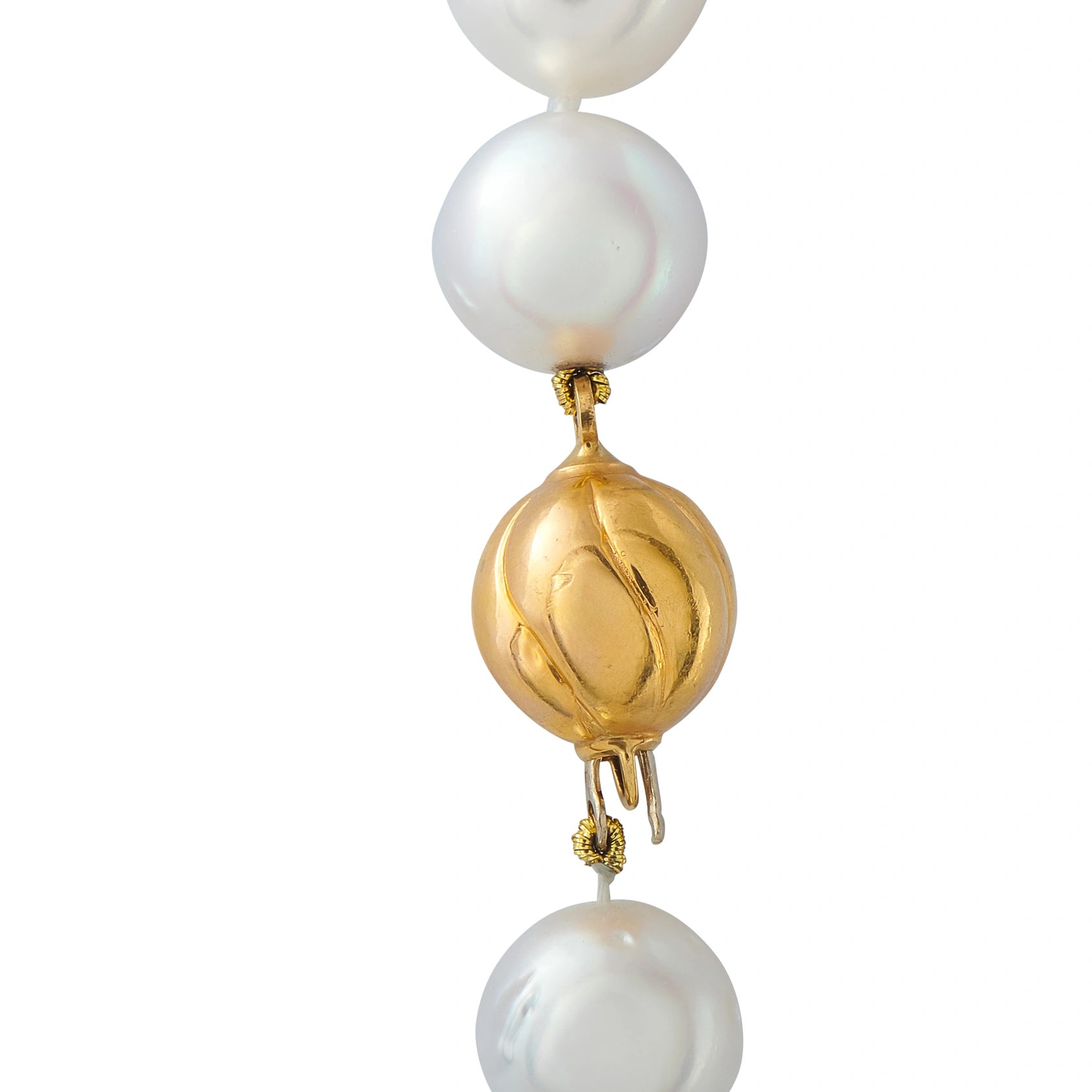White pearl drop necklace with 18k yellow gold-toned clasp and pearl charm