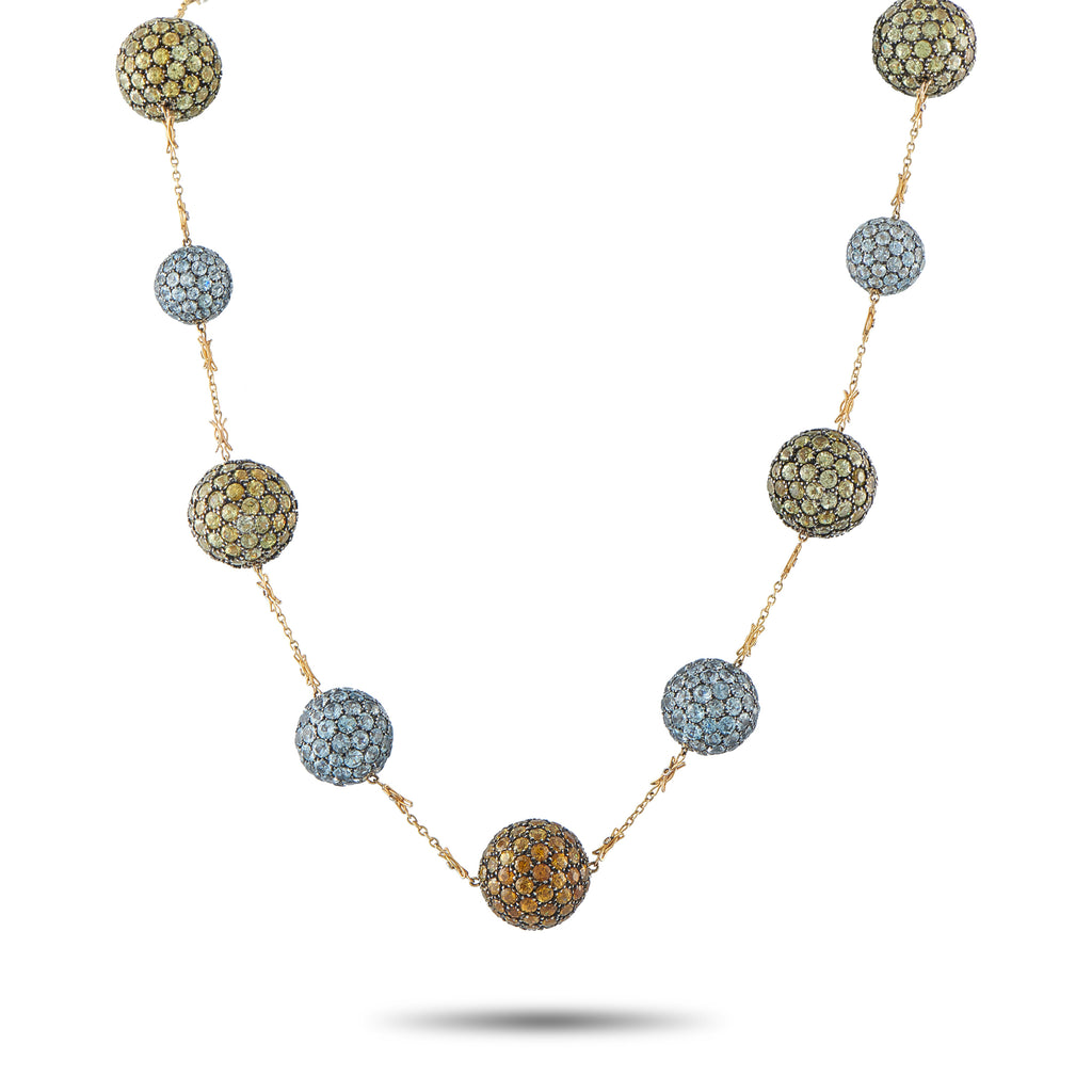 18K Yellow Gold Peridot, Aquamarine, and Citrine Necklace