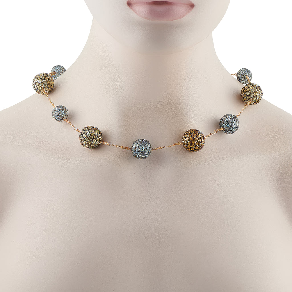 18K Yellow Gold Peridot, Aquamarine, and Citrine Necklace
