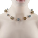 18K Yellow Gold Peridot, Aquamarine, and Citrine Necklace
