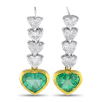 Exclusive Platinum and 18K Yellow Gold 3.28ct Diamond and Emerald Dangle Earrings MF09-041025 – These luxury earrings are not