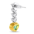 Exclusive Platinum and 18K Yellow Gold 3.28ct Diamond and Emerald Dangle Earrings