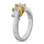 Platinum and 18K Yellow Gold 0.82ct Diamond Three-Stone Ring