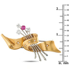18K Yellow Gold and Platinum 0.70ct Diamond and Ruby Brooch