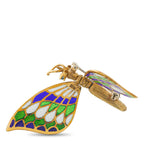 Vintage 14K Yellow Gold Plique-à-Jour Butterfly Brooch