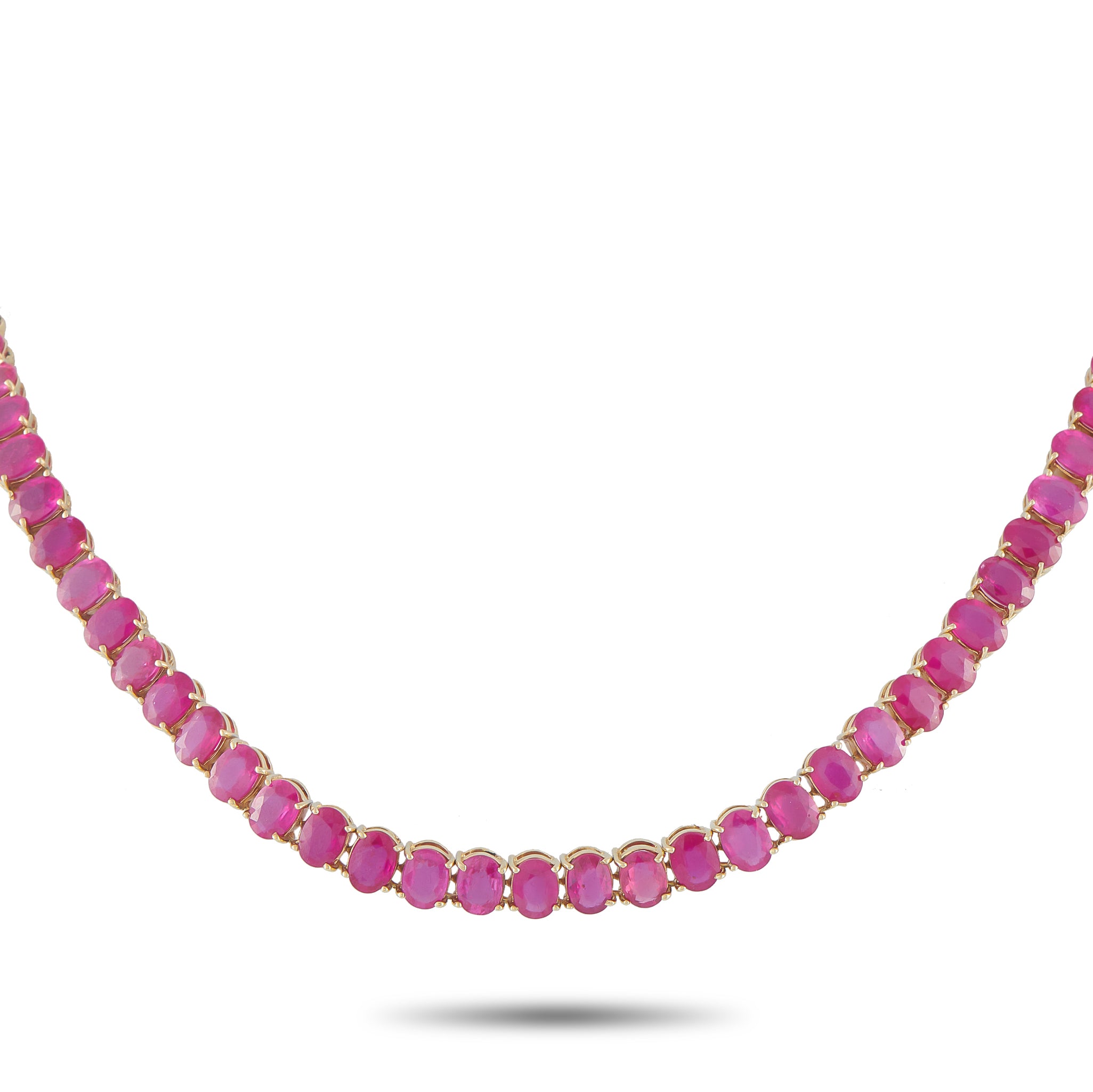 18K Yellow Gold 65.0ct Ruby Line Necklace