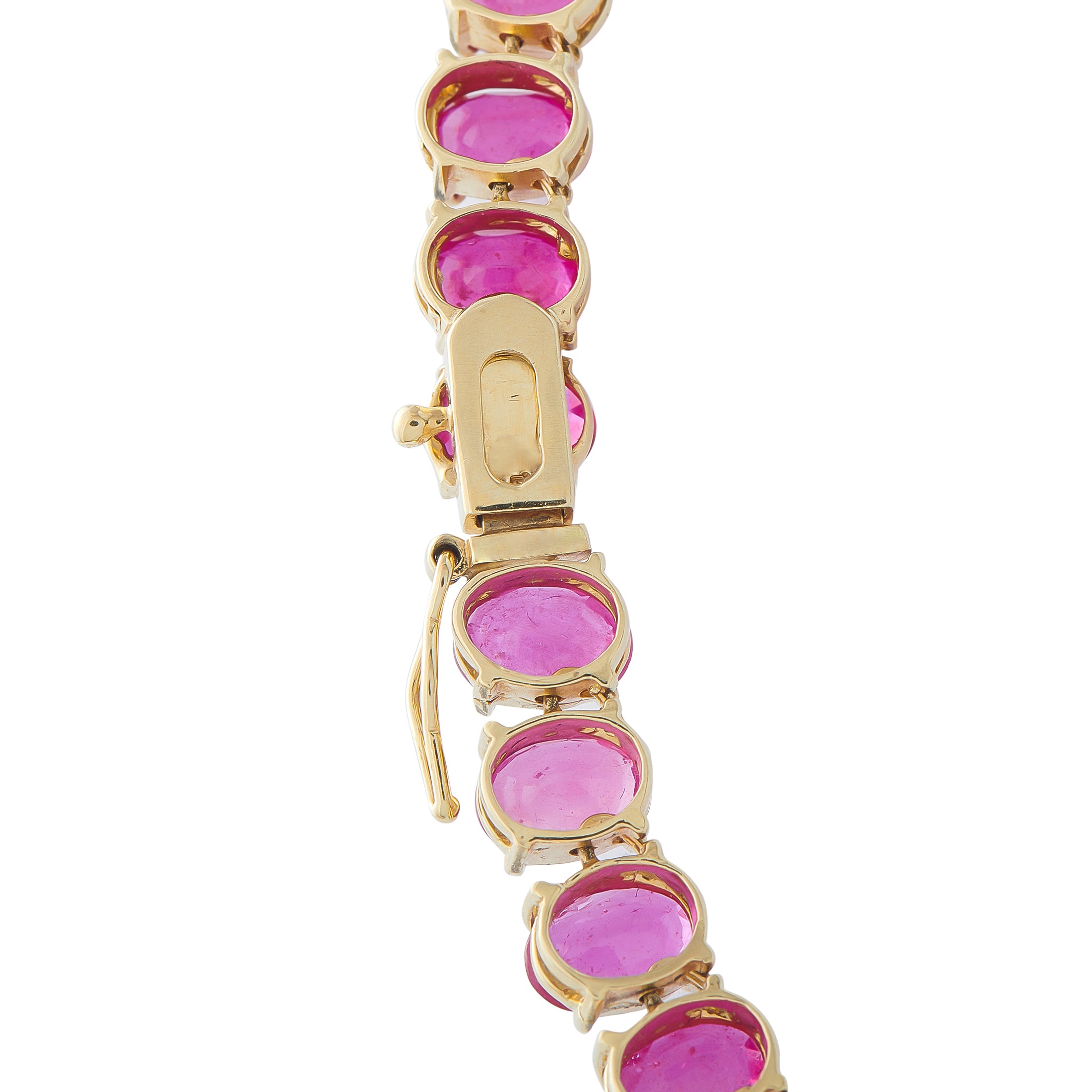 18K Yellow Gold 65.0ct Ruby Line Necklace