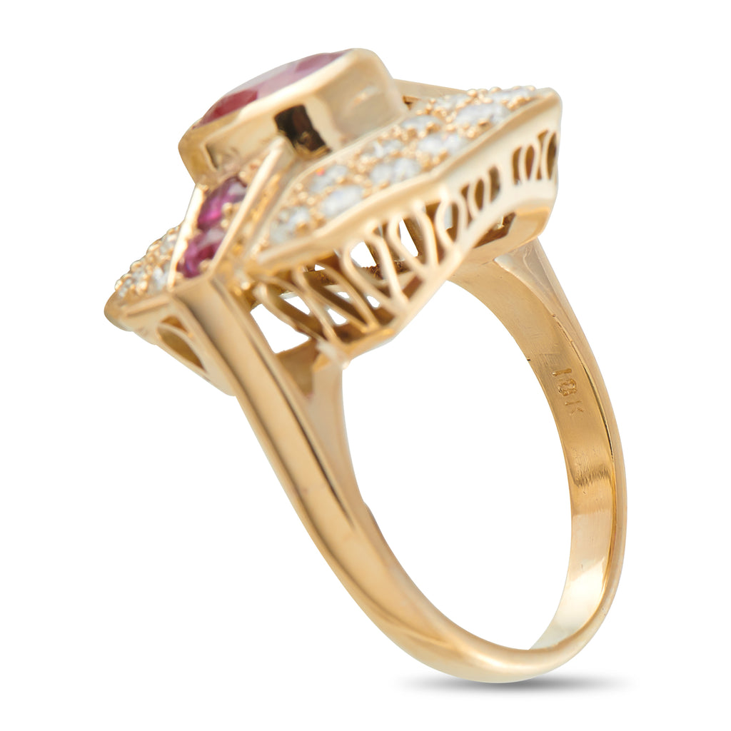 18K Yellow Gold 1.50ct Ruby Art Deco Ring