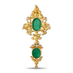 Antique 18K Yellow Gold and Silver 2.50ct Diamond and Emerald Pendant