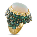 18K Yellow Gold 12.60ct Tourmaline and Opal Ring