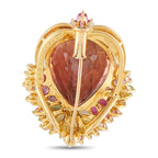 18K Yellow Gold 13.12ct Tourmaline and Sapphire Pendant