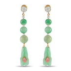 0.50ct Diamond, Conch Pearl, and Jade Earrings