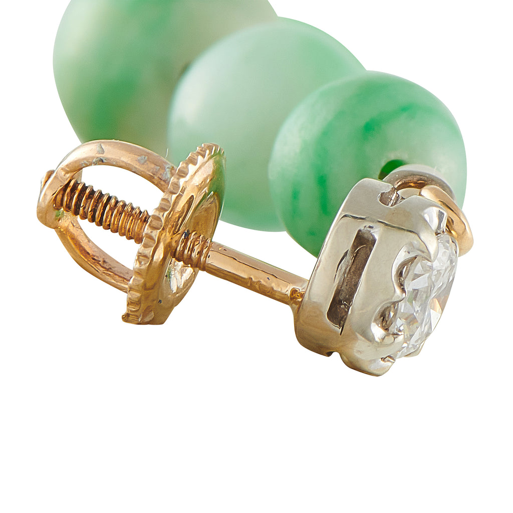 0.50ct Diamond, Conch Pearl, and Jade Earrings