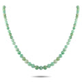 Jade bead necklace with smooth round green beads in a single continuous strand.
