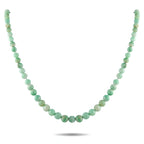 Jade bead necklace with smooth round green beads in a single continuous strand.