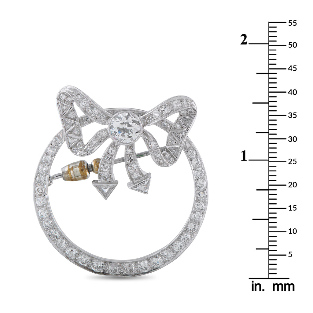 Platinum and 14K White Gold 4.10ct Diamond Wreath Brooch