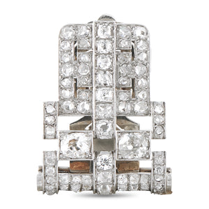 Antique Platinum and 18K White Gold 4.75ct Diamond Brooch