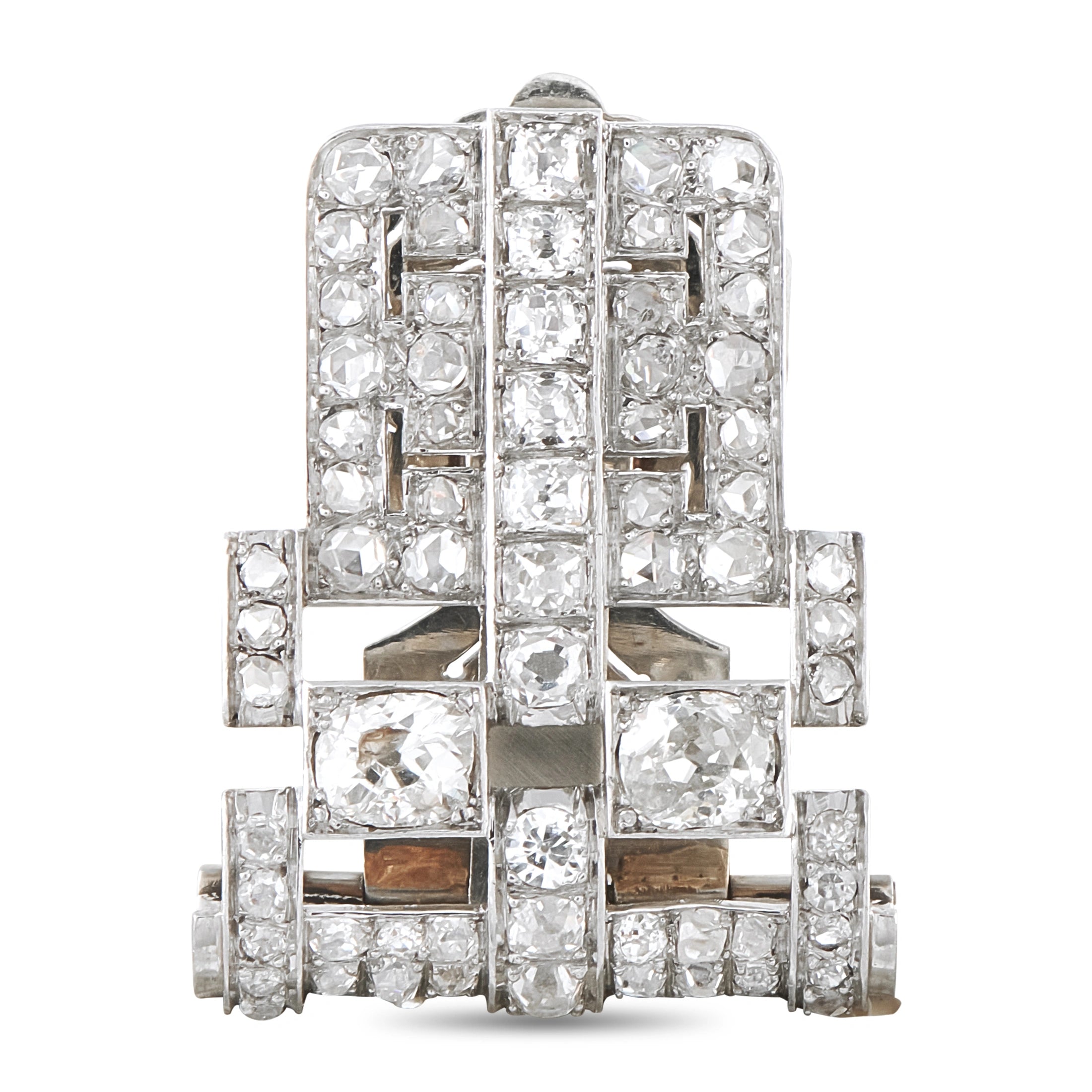 Antique Platinum and 18K White Gold 4.75ct Diamond Brooch