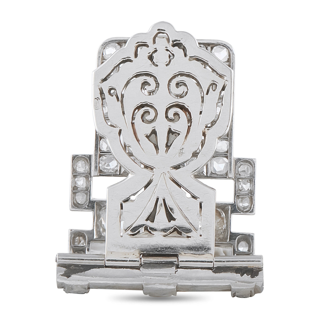 Antique Platinum and 18K White Gold 4.75ct Diamond Brooch