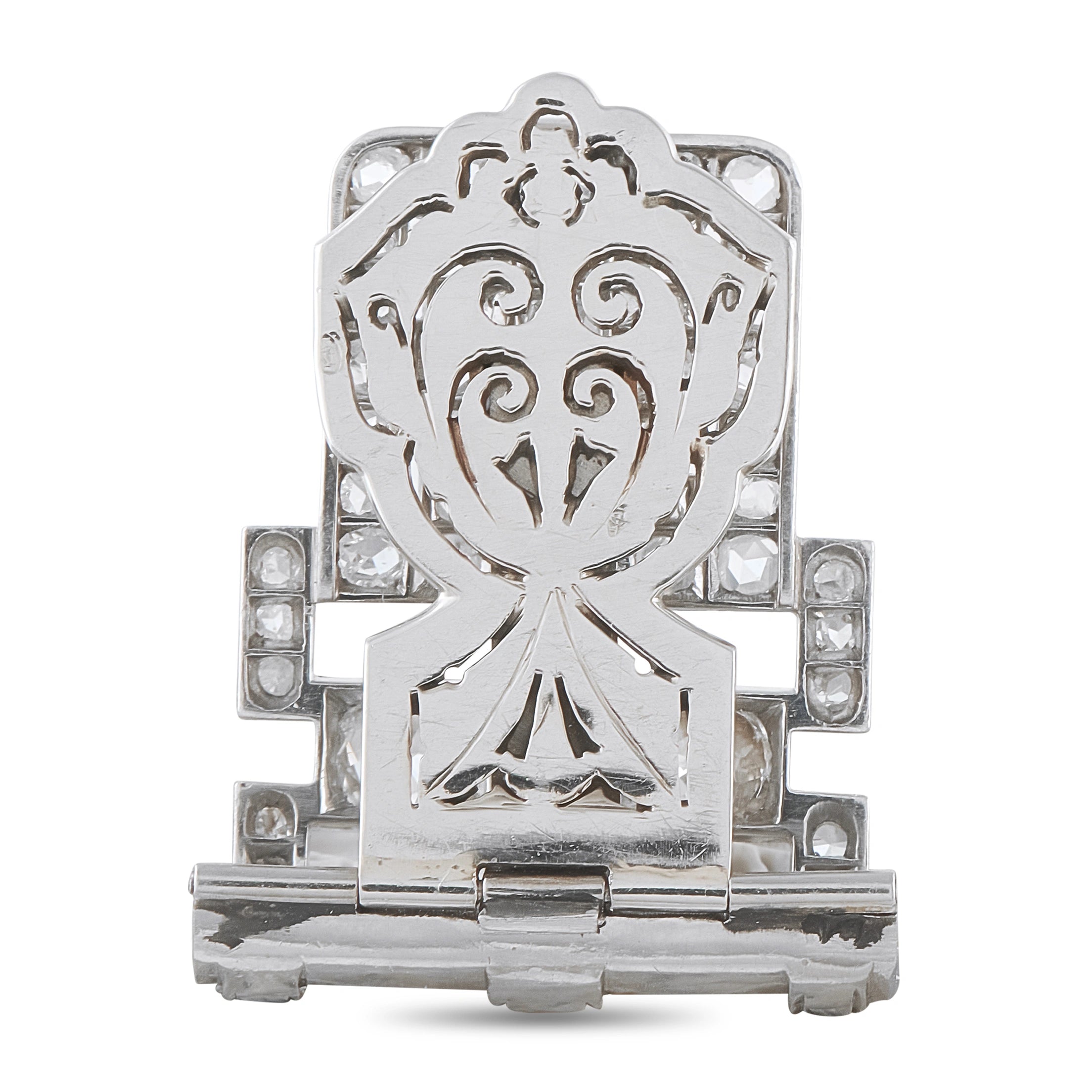 Antique Platinum and 18K White Gold 4.75ct Diamond Brooch