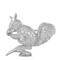 Diamond squirrel brooch in platinum/18K white gold, pave sparkle detail