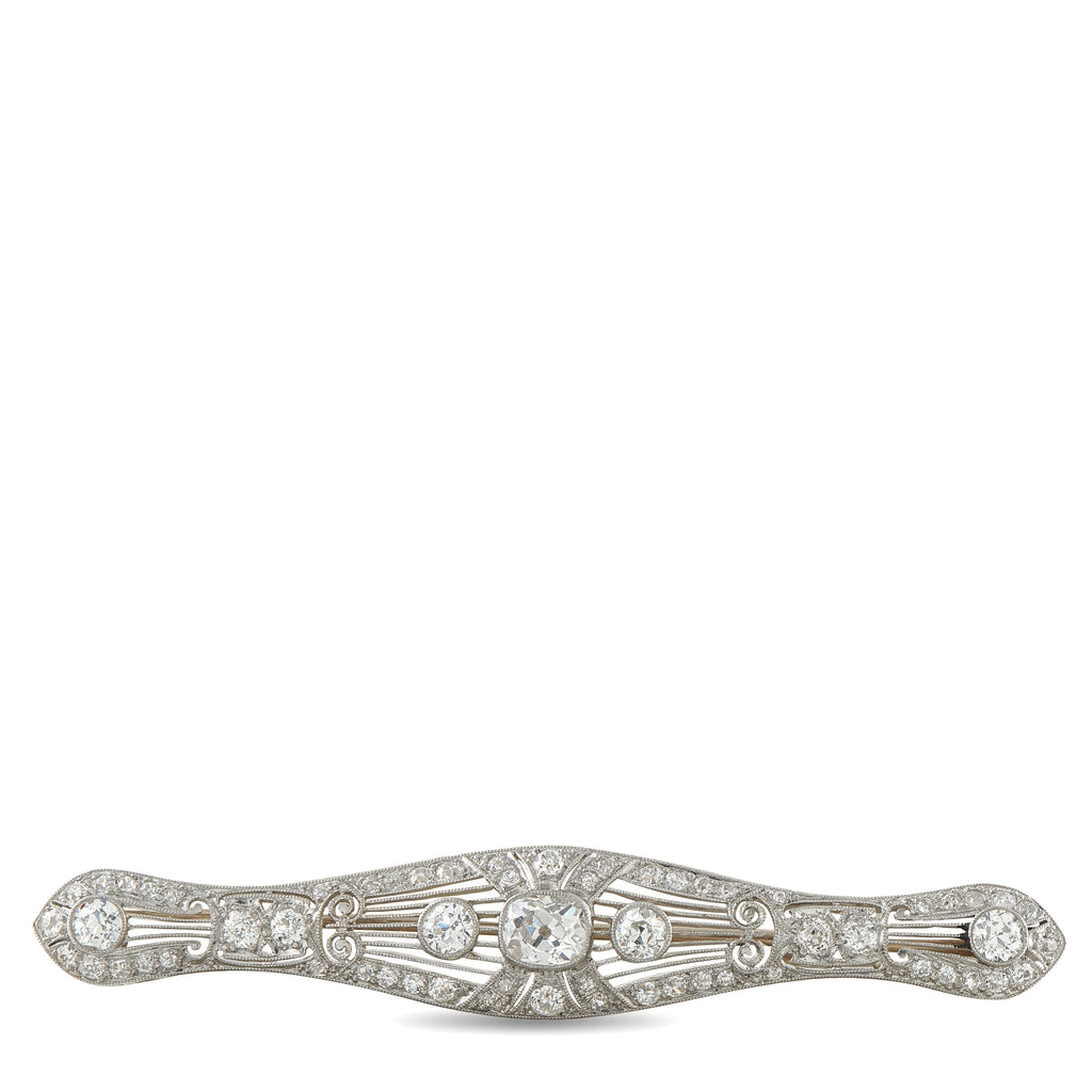 Platinum and 18K White Gold 2.60ct Diamond Art Deco Brooch