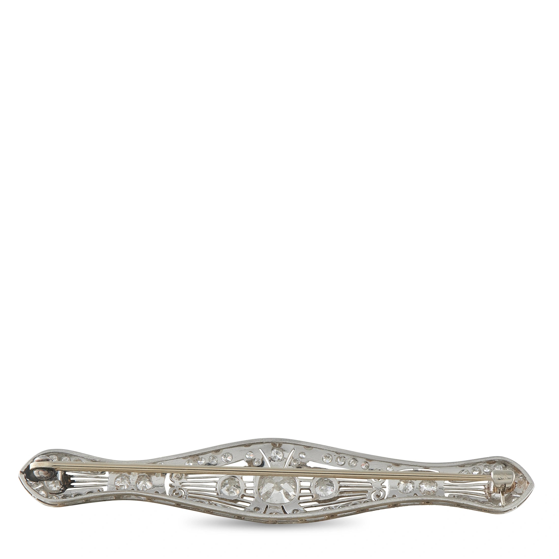 Platinum and 18K White Gold 2.60ct Diamond Art Deco Brooch