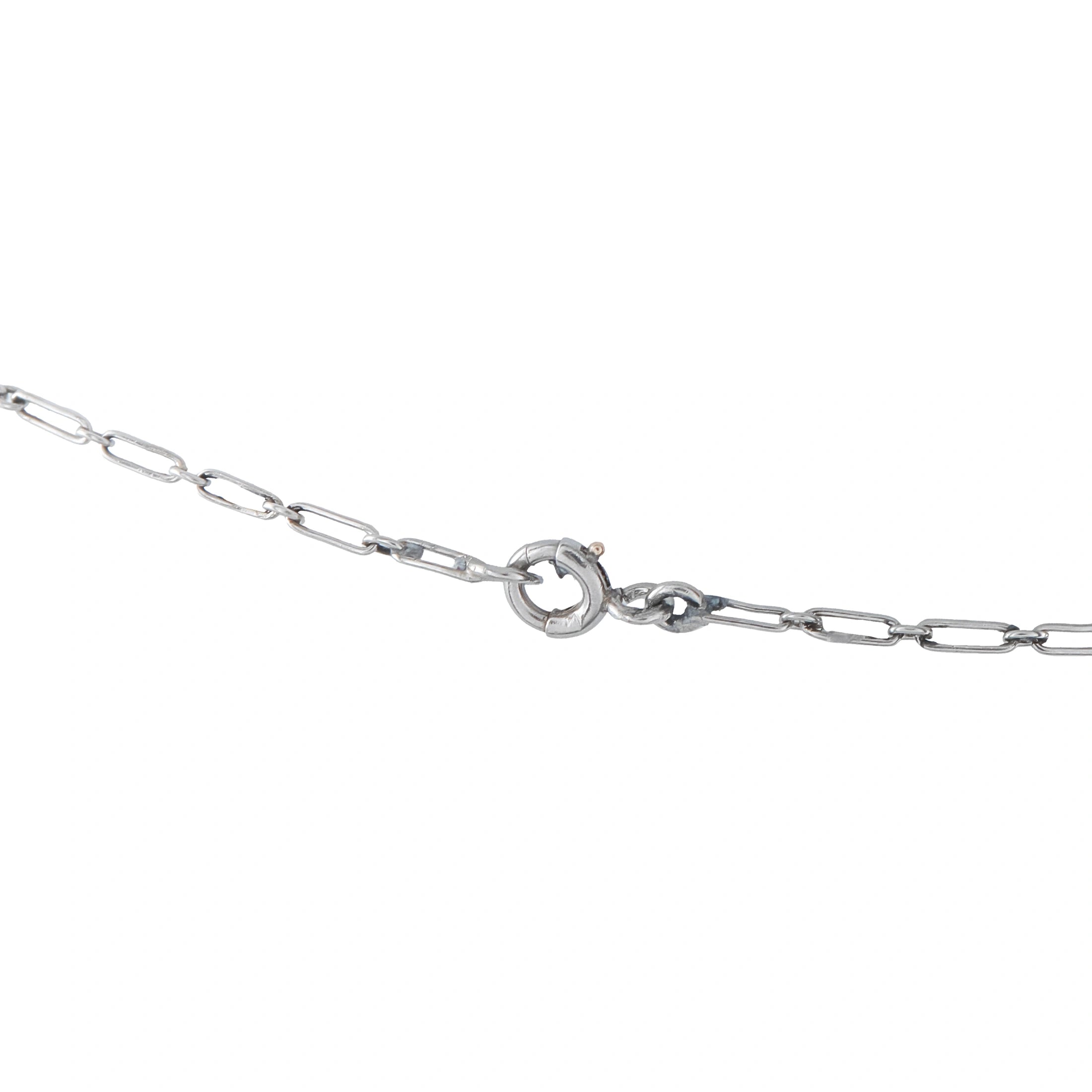 White metal necklace clasp and link chain for diamond and pearl pendant
