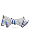 Vintage diamond and sapphire bow brooch in platinum and yellow gold