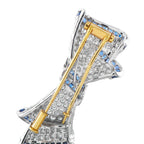 Vintage Platinum and 18K Yellow Gold 2.40ct Diamond and Sapphire Bow Brooch