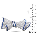 Vintage Platinum and 18K Yellow Gold 2.40ct Diamond and Sapphire Bow Brooch