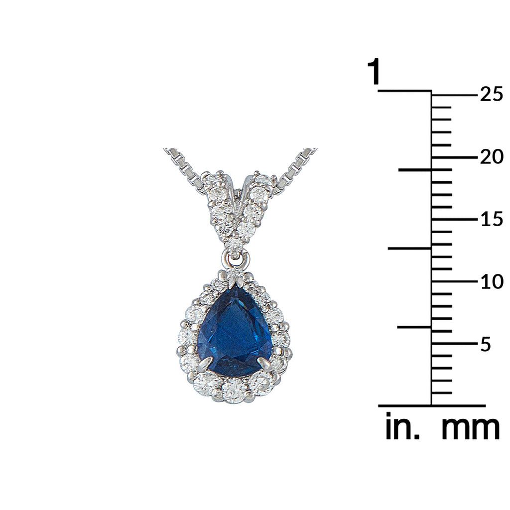 Platinum and 18K White Gold 0.45ct Diamond and Sapphire Pendant