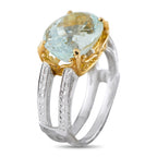 Platinum and 18K Yellow Gold 5.95ct Aquamarine Cocktail Ring